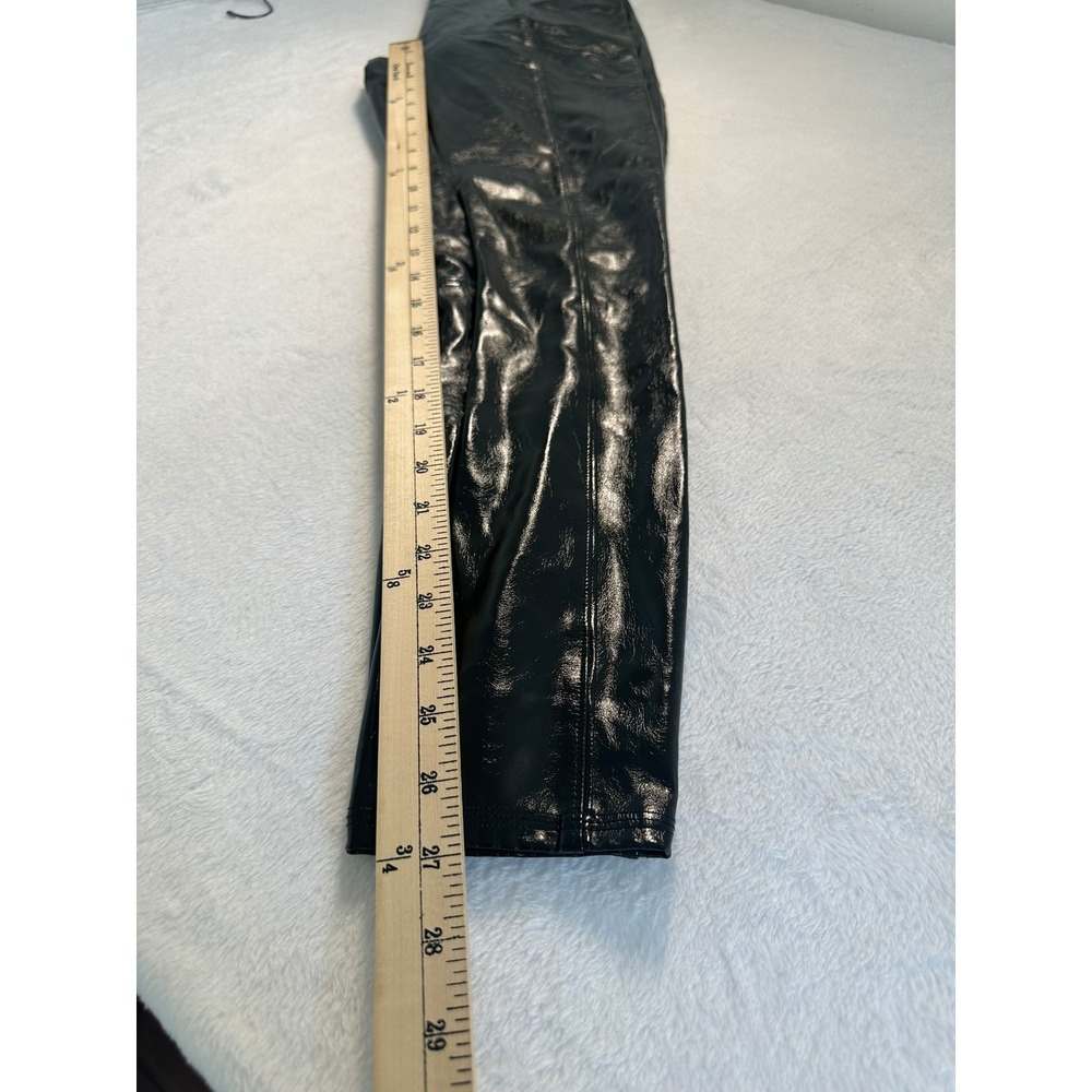 Spanx Leggings Women Large Black‎ Excellent Patent Leather-Like High Rise Shine - Picture 3 of 7